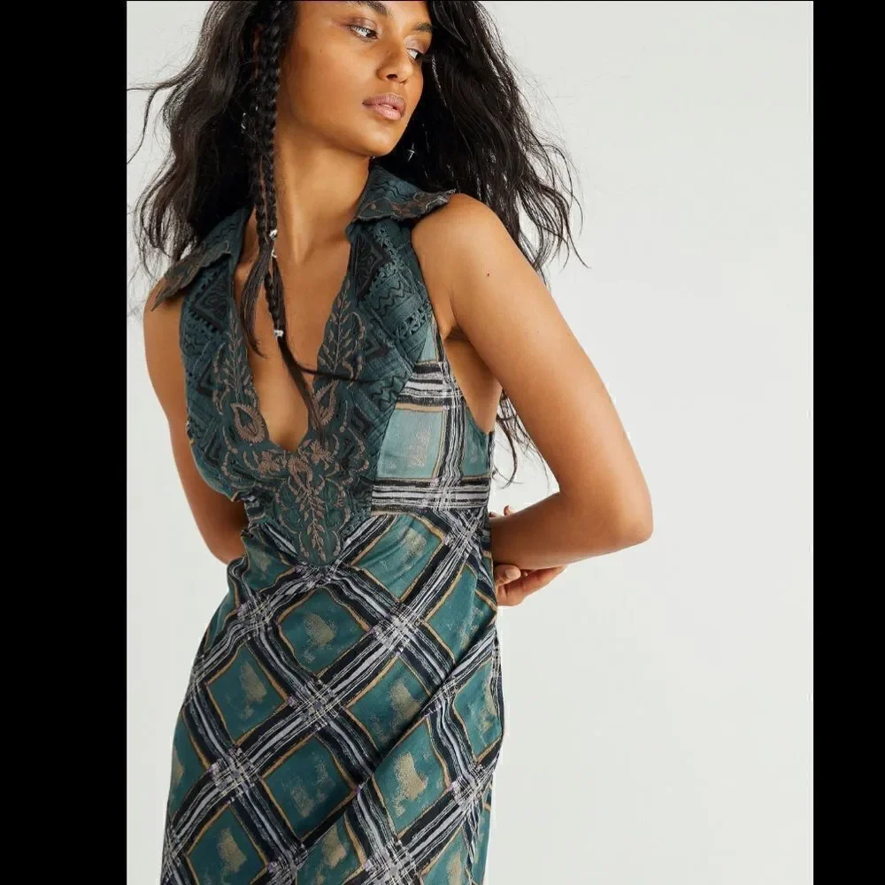 Free People Lana Printed Midi Dress Size 0 - Picture 2 of 11